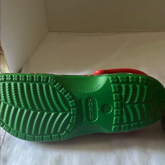 CROCS Red and Green Plaid Loafers - Picture 3 of 4